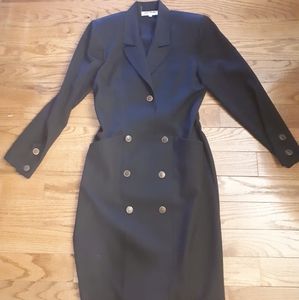 Vintage 80s Black Wool Dress/Coat